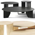 Modern Round Wooden Coffee Tables Black And Light With Unique Base Structure 3d model