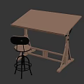 Wooden Square Table With Cross Legs And High Back Metal Chair Set Design