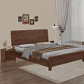 Cozy Bedroom With Wooden Headboard Bedding Blanket Nightstand Table Lamp Wall Art And Natural Light