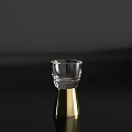 Modern Elegant Transparent Wine Glass With Golden Base On Black Tabletop