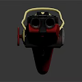 Vintage Revolver With Red Grip Gold Accents And Black Barrel Design