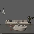 Modern Light Colored Sofa Set With Coffee Table Floor Lamp And Throw Pillows 3d model