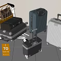 Assorted Travel Luggage with Yellow Handle Cart Suitcases and Bag in Black Dark Blue Silver