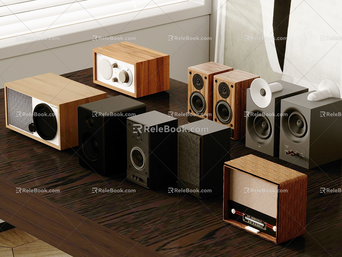 Small stereo nostalgic retro radio recorder 3d model