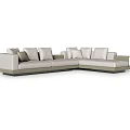 Modern Modular Sectional Sofa With Multiple Cushions And Light Upholstered Seats 3d model