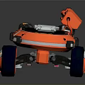 Orange Robotic Vehicle With Four Wheels Mechanical Arm And Sensor Equipment