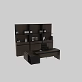 Modern Leisure Chair In Home Office With Wooden Bookshelf And Black Desk