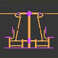 Outdoor Double Seated Fitness Swing With Orange Pink Frame And Exercise Structure