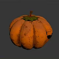 Orange Pumpkin Decorative Household Item with Green Stem and Textured Surface for Home Decoration