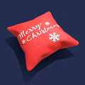 Red Decorative Christmas Pillow With Merry Christmas Lettering And Snowflake Patterns