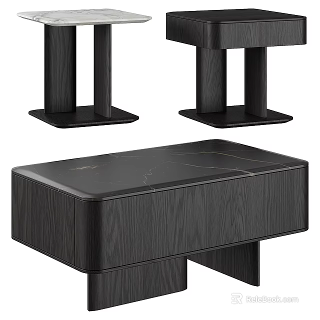 Modern Black Wooden Side Table With Sleek Design Stable Base And Smooth Surface 3d model 