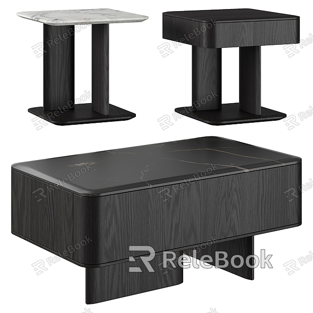 Modern Poliform solid wood marble side table model