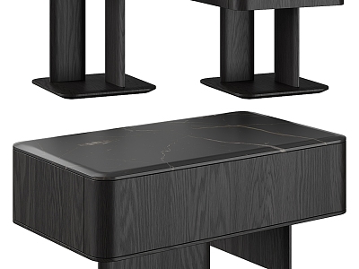 Modern Poliform solid wood marble side table model