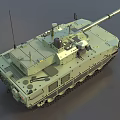 Modern Green Military Tank Featuring Long Gun Barrel Tracks Antenna and Sensors