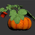 Pumpkin Shaped Commercial Display Equipment With Green Leaves And Red Fruit