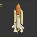 White Space Shuttle Model Featuring Orange Boosters And Black Details 3d model
