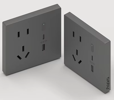 Two Gray Switch Panels with Multiple Sockets and USB Ports by Begia 3d model