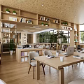 Book Art Reading Space Interior Design With Wooden Ceiling Large Windows And Bookshelves