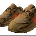 Beige Orange Sneakers With Mesh Leather Upper Orange Logo Brown Laces Air Cushion Sole