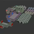 Ancient Architecture Stone Model With Modular Hexagonal Components And Arched Platforms 3d model