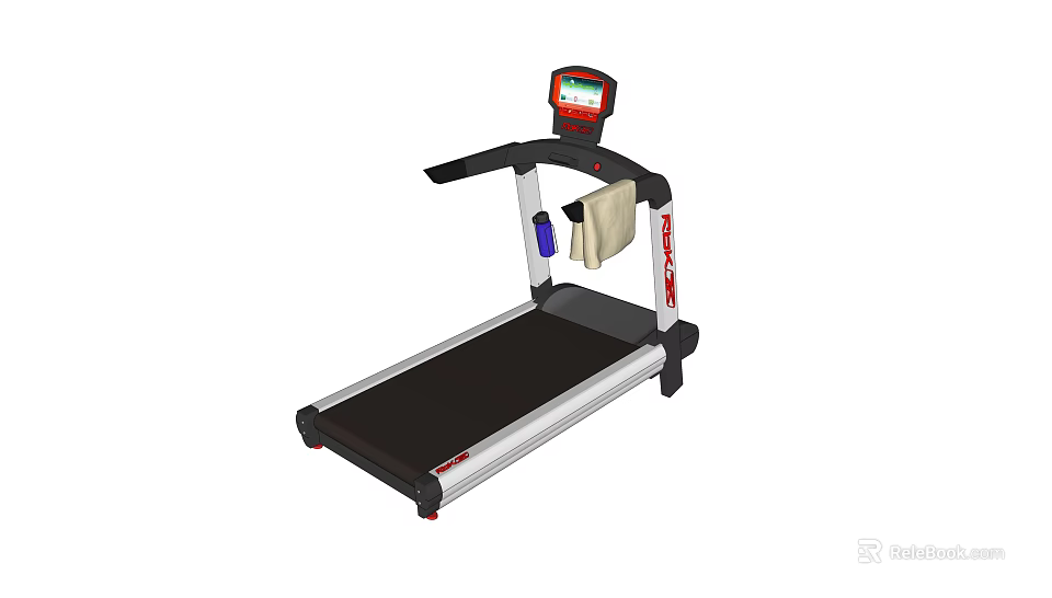 Modern Treadmill With Digital Display Handrails And Towel Holder For Home Fitness 3d model 