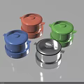 Colorful Kitchen Food Containers with Lids in Blue Orange Green Silver