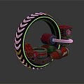 Futuristic Single Wheel Motorcycle With Red Black Mechanical Engine Components 3d model
