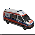 Ambulance Emergency Medical Vehicle With Blue Lights Red White Stripes And Medical Symbols
