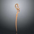 Golden Magic Staff Weapon With Ornate Twisted Design And Intricate Carvings
