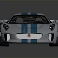 Silver Sports Car With Blue Stripes And Sleek Aerodynamic Modern Design