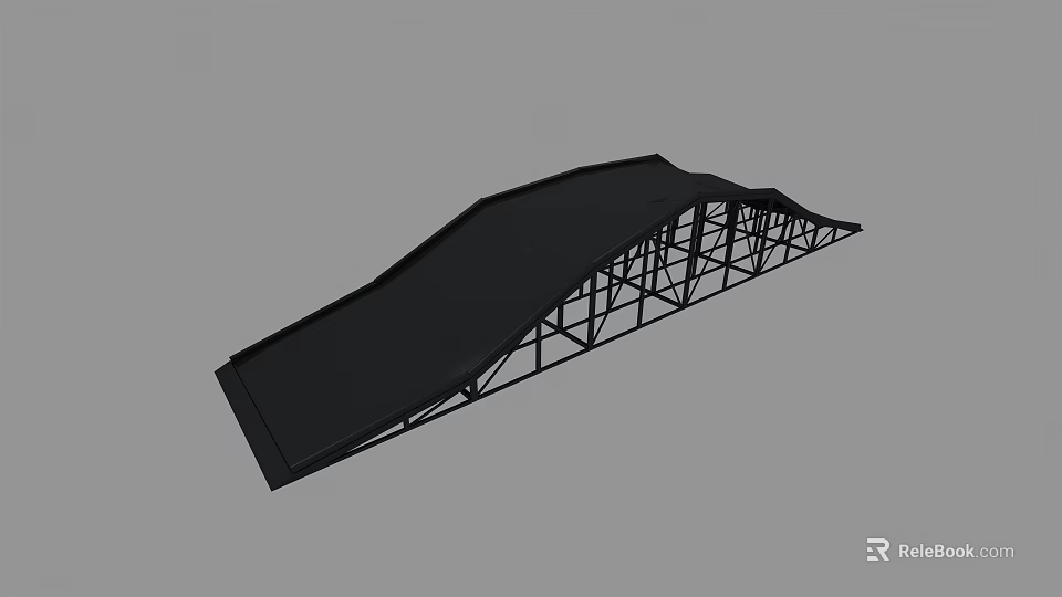 Black Steel Frame Bridge Structure with Modern Architectural Design Elements 3d model 
