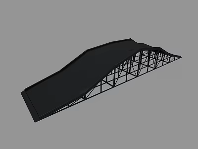 Black Steel Frame Bridge Structure with Modern Architectural Design Elements 3d model