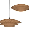 Two Minimalist Modern Rattan Pendant Lights With Layered Design In Warm Brown Interior