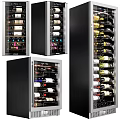 Various Wine Cooler Designs With Glass Doors And Black Wine Storage Racks