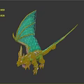Green Dragon Game Movie Character With Vibrant Wings Sharp Horns And Colorful Scales