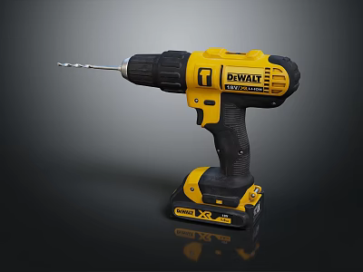 DEWALT Cordless Drill With Yellow Black Design Battery Powered Ergonomic Handle 3d model