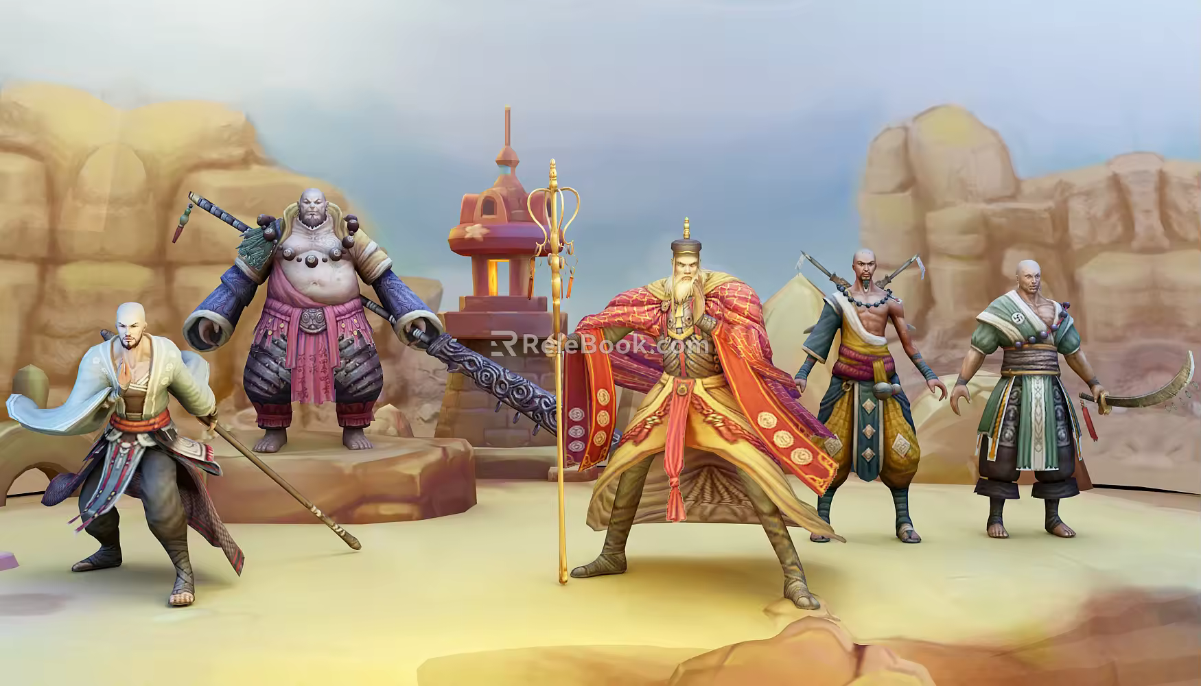 Modern game character monk 3d model