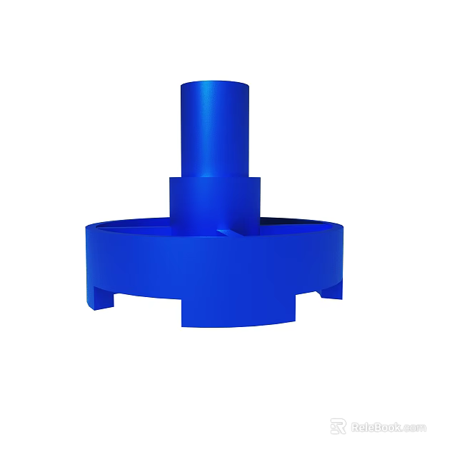 Blue Industrial Mechanical Component With Cylindrical Structure And Base 3d model