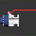 Industrial Ball Valve With Blue Flange Silver Body And Red Handle