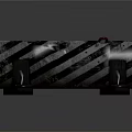 Metal Traffic Barrier With Black White Stripes Red Bolts And Base Supports