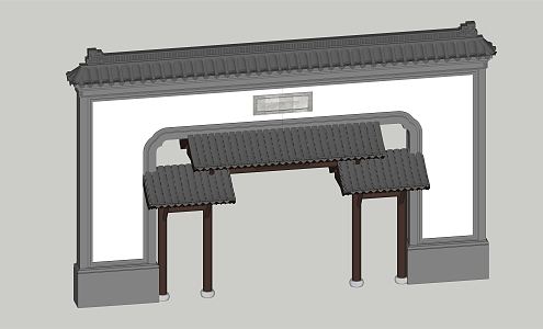 Chinese style archway gate archway 3d model