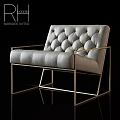 Modern Accent Chair With Leather Upholstery Tufted Backrest And Gold Metal Frame