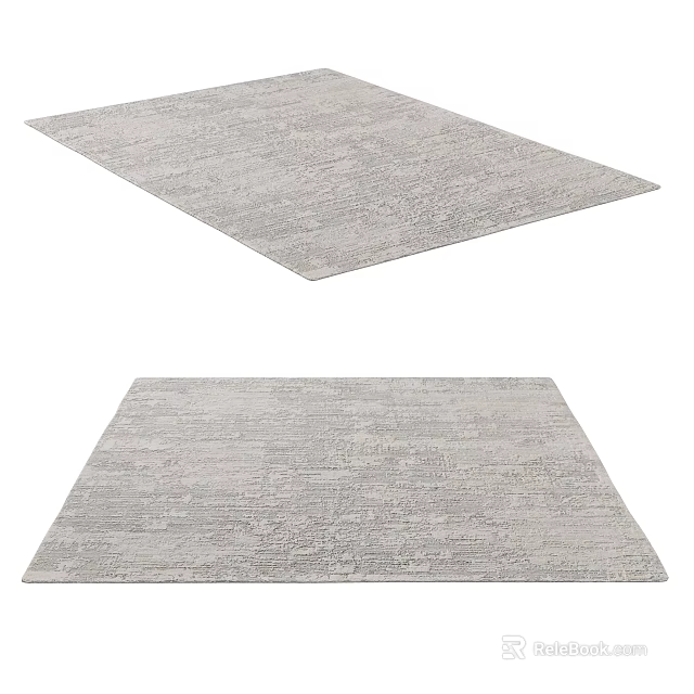 Light Gray Square Rug with Modern Textured Design and Soft Neutral Finish 3d model 