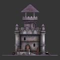 European-style castle cartoon castle 3d model