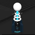 Futuristic Tower With Blue Base Spiral Structure And Glowing Top Sphere