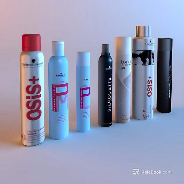 Assorted Cosmetic Styling Product Bottles With Various Brands Including OSiS Plus Schwarzkopf And Glowlife 3d model 