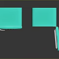 Vintage Style Turquoise Refrigerators With Open Doors And Interior Shelves