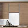 Natural Bamboo Curtain for Sliding Door Interior with Zen Ambiance and Stone Decor