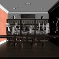 Traditional Chinese Style Display Hall Interior With Wooden Grid Shelves Central Counters And Green Plant