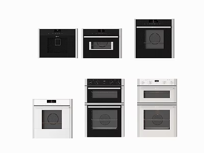 Modern Kitchen Appliances Featuring Black And White Ovens In Various Designs 3d model
